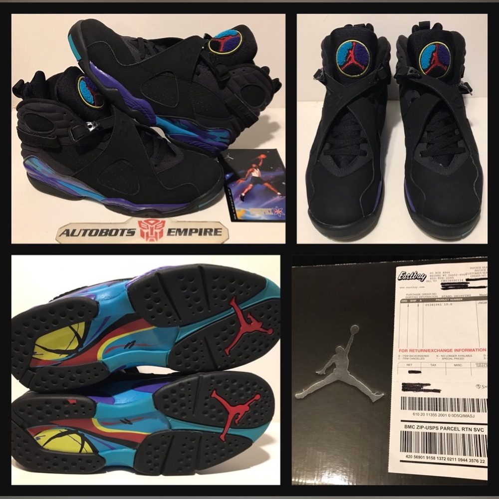 Vintage 2007 NIKE AIR JORDAN 8 VIII AQUA Sz 10 RECIEPT Supreme Sb I IV V VI XI X